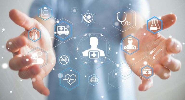 hands holding medical icons
